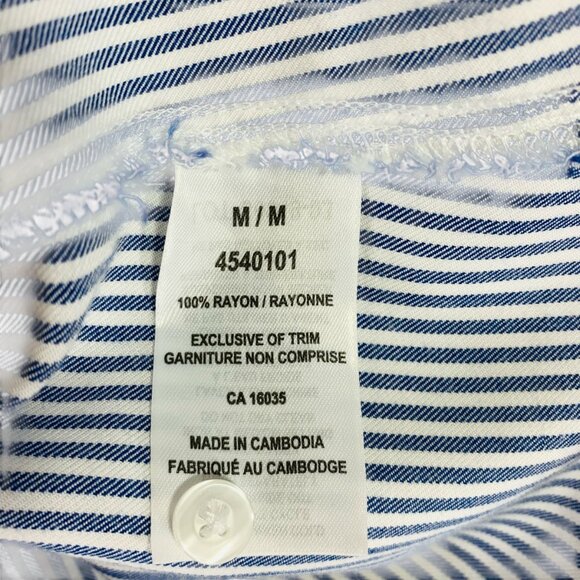 Tahari Women’s Button down blouse top Size med blue and white - Picture 11 of 14